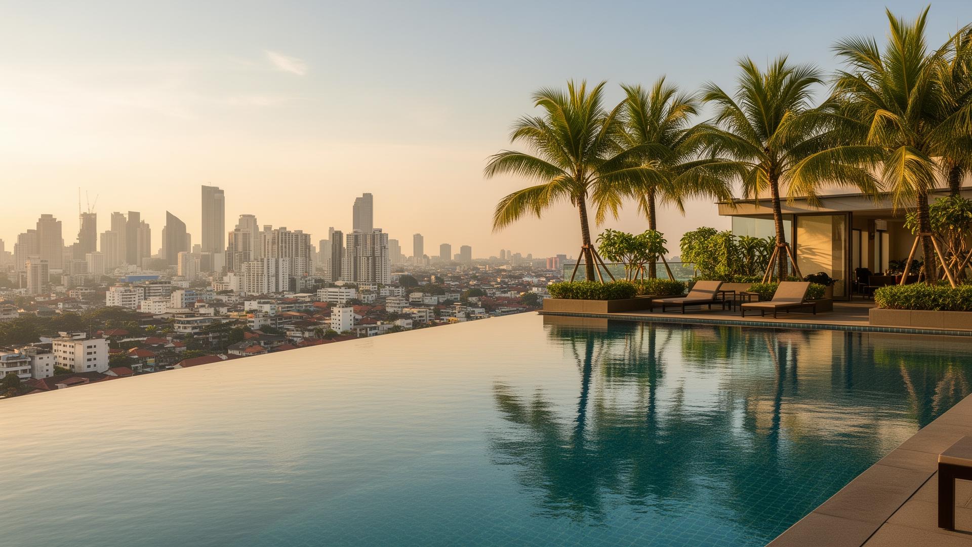 Rooftop amenity overlooking Manila